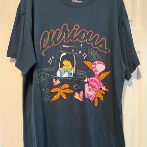 Disney Blue 'Curious' T-Shirt with Alice and Cheshire Cat